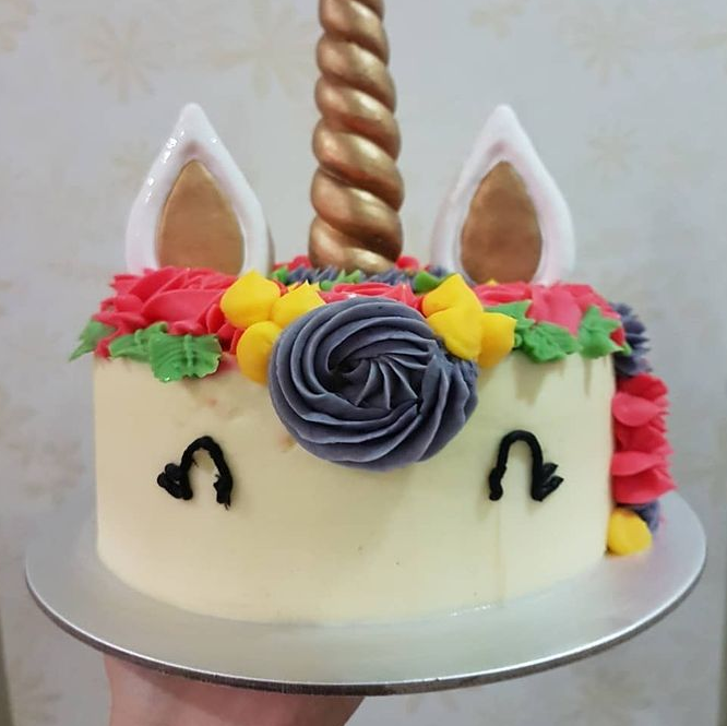 Mocha Chocolate Unicorn Cake with flowers