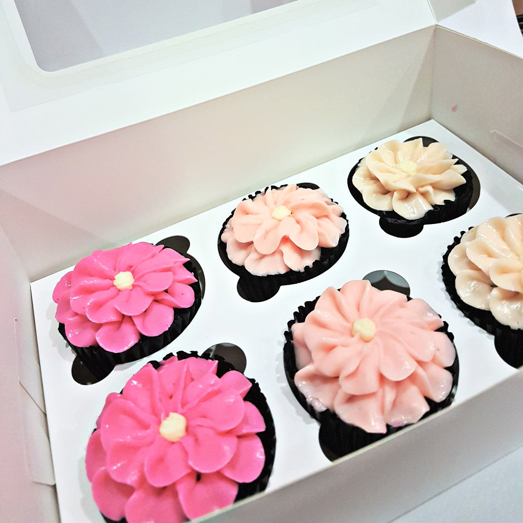 Pink Gradient Floral Cupcakes